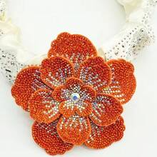 Red Rhinestone 3D Flower Applique, Heavy Rhinestone Embroidery Flower Patch, Dress DIY Decoration Patch, Clothing Bag Handmade Rhinestone Accessory, Suitable For Sewing Projects, Clothing Accessories, Clothing Creation, Party Decoration, Hair Accessory Making, Handmade Projects - 3-tier Large Flower - View 10