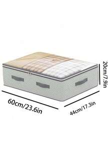 1/2pcs Large Capacity Striped Underbed Storage Bags, Large Opening Design Transparent Flip Cover Clothing Storage Bags, Blanket Bedding And Clothing Storage Boxes, College Dorm Essentials, More Underbed Storage Space, Storage Room Organization And Storage - Multicolor - View 6