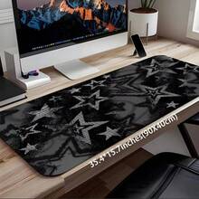 1pc INS Style Black And Gray Stars Art Mouse Pad, Cool Desktop Decor Mat, Thick Non-Slip Office & Gaming Keyboard Pad - View 2
