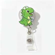 1PC Cute Dinosaur Acrylic Retractable Badge Reel Crocodile Clip Badge Holder Gift - Multicolor - View 8