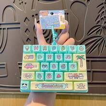 Chaodouxiong 1pc Adult Keyboard Stress Relief Fingertip Keycap Keychain, 26-In-1 Keyboard Stress Relief Button Fingertip Clicker, Fun Stress Relief, Suitable For Focus And Calm During Work Or Study, Pass Time,14+ - Multicolor - View 1
