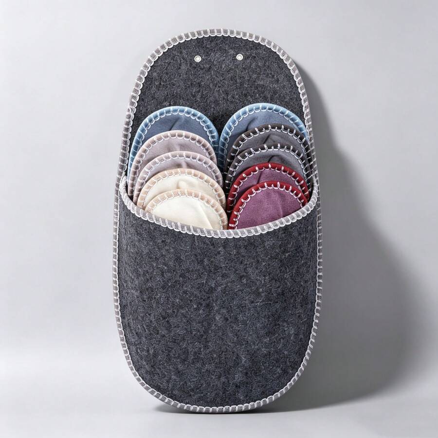 5-Piece Set Of Grey Felt Slippers, Size Options: 37/39, 40/43, 43/45 - Multicolor - View 1