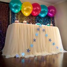 6FT/9FT Polyester Tulle Wedding Table Runner 1pc, Romantic Elegant Table Skirt For Reception Desk, Wedding, Hotel, Kitchen, Outdoor Event Decor, Food Photography Backdrop, Birthday Party, Valentine's Day, Christmas, Thanksgiving - Champagne - View 5