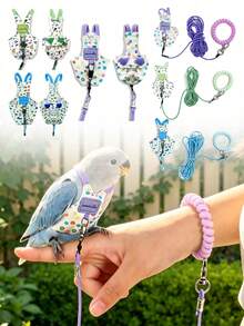 Colorful Polka Dot Parrot Flight Suit Leash Set With Wrist Strap + 50pcs Disposable Diaper Set, Adjustable Anti-Escape Bird Harness Leash, Multi-Color Portable Anti-Loss Outdoor Flight Rope, Suitable For Cockatiel, Budgie And Small To Medium Pet Parrots - Multi-color - View 1