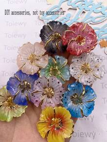16件裝 14/18mm 樹脂彩色花朵單孔吊墜裝飾 平底水鑽貼花 DIY 婚禮珠寶剪貼簿手工藝配件 - 隨機混合 - 查看 9