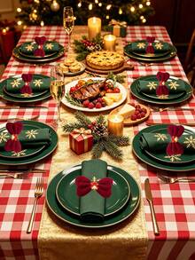 1pc/6/12pcs Christmas Bow Napkin Ring, Bow Napkin Buckle With Bell,Xmas Table Decor Napkin Holder,Holiday Party Table Setting,Home Dining Table Decor,Christmas Dinner Table Accessory For Xmas New Year Festive Banquet Decoration - Multicolor - View 4