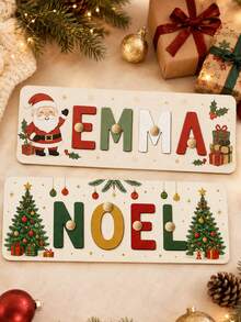 Customized Wooden Christmas Name Puzzle, Personalized Letter Decor Puzzle, Suitable For Fireplace Mantel, Shelf Or Door, Holiday Home Decor, Customized Christmas Name Board Gift, Customizable Letter Decor, Christmas Gift, Gift For Family And Friends, Room Decor - White - View 4