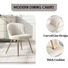 WAHSON OFFICE CHAIRS 4PCS Velvet Kitchen Chair Side Dining Chairs Armless Tub Chair With Metal Legs - Beige, 4 Pieces - View 6