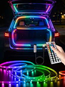 Smart Remote Control RGB LED Strip Lights, Computer TV Background Decoration, USB Powered, RGB LED Suitable For Bedroom, Home, Outdoor, Party, Gathering, Halloween, Christmas Decoration, TV Backlight, Room Decoration, Birthday Decoration, Graduation Decoration - Black - View 4