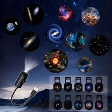 USB LED Galaxy Projector, 360° Rotating Adjustable 3/6/10 Starry Sky Patterns, Replaceable Light Slides, USB Powered, Bedroom Ceiling Starry Sky Romantic Atmosphere Decor, RV Outdoor Camping, Astronomy Education, Easter, Christmas, Valentine's Day, Birthday Gift - Plug-in Galaxy Starry Sky Projector - View 7
