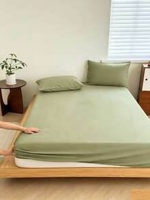 Camel Brushed Soft & Comfortable 3 PiecesBed Sheet Set - Green - View 5