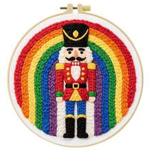 Christmas Theme Punch Needle Embroidery Kit, 1 Pack Cross Stitch Kits,DIY Embroidery Starter Kit For Adults & Beginners, DIY Needlepoint Kit With Embroidery Hoop Thread Needle For Craft Lover Birthday Christmas Gifts ,20*20cm/7.9*7.9in - Christmas Theme - View 12