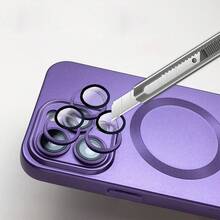 Metallic Paint Full Coverage Lens Film Magnetic Shockproof Phone Case, Cute Shock-Absorbing Camera Lens Protective Cover, Soft Ultra-Thin Protective Case, Compatible With IPhone 18 17 16 15 14 13 Pro Max 18 Pro Max 11 Phone Case, Various Holiday Gifts - Purple - View 3