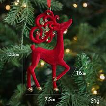 Luxury And Exquisite Red Flocked Christmas Ornament, Christmas Tree Decoration, Snowflake, Reindeer, Bow, Bell Pendant, Christmas Ornament, Christmas Gift. - Multicolor - View 18