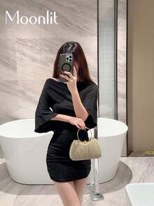 1件裝女款優雅百褶方型手拿包，奢華亮面腕帶手提包，迷人精緻晚宴包，正式派對包，適合情人節約會、舞會、生日派對、晚間聚會及其他場合 - 金色 - 查看 9