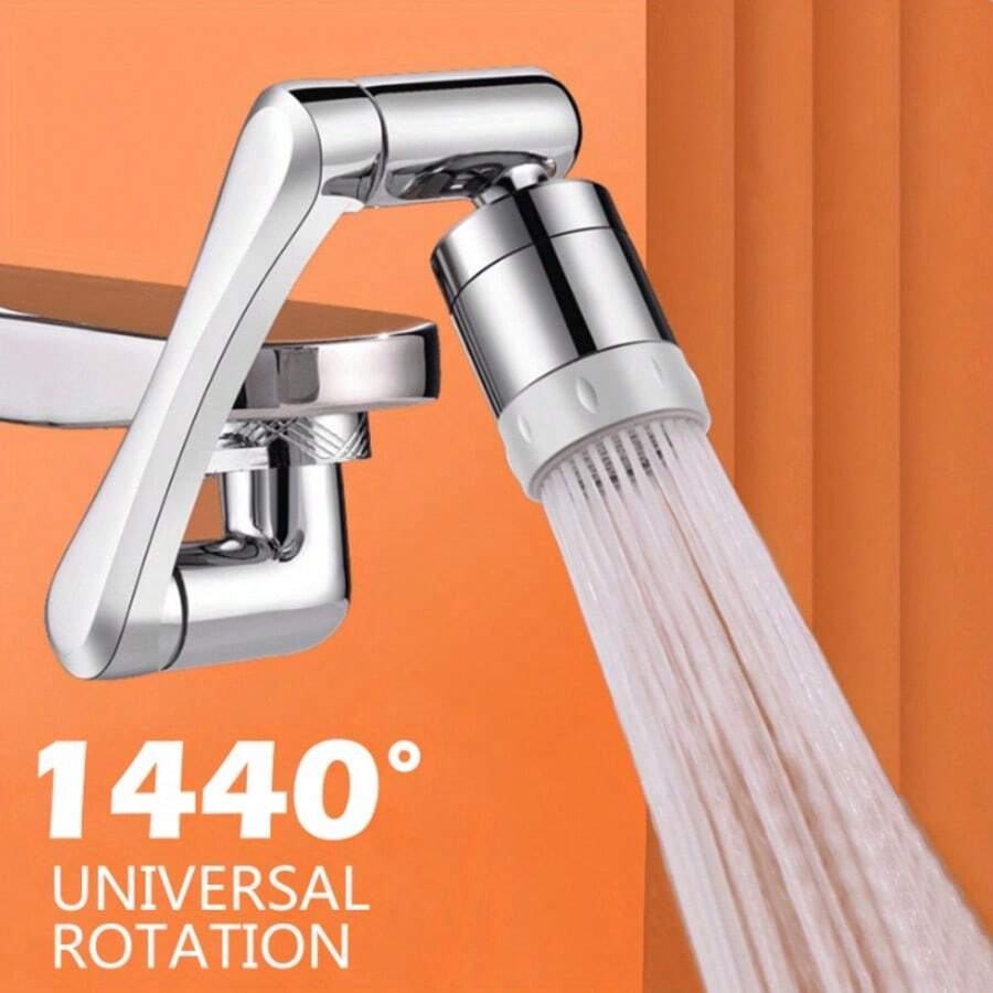 1440° Universal Swivel Faucet, Heavy-Duty ABS With Metallic Surface, 2-In-1 Dual-Mode Extendable Retractable Faucet Nozzle With Anti-Splash Connector, Mechanical Arm Design, Easy Installation Compatible With Extender, Booster, Expander, Filter, Rotatable Manual Faucet, Modern Durable Faucet For Bathroom, Commercial Or Gift, Kitchen Sink Extender, Balcony Faucet, No Drilling Required