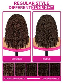 ISEE Curly Glueless Lace Wig, Chocolate Brown, 9x6 Lace Patch, 100% Human Hair, 16-24 Inches, 180% Density, Pre-Cut Lace, Pre-Plucked Hairline, Natural Scalp Effect, Seamless Blend, Ready-To-Wear, Suitable For Women - S4 - View 8