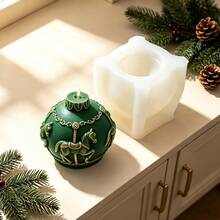 1/2PCS Carousel Horse Sphere Candle Silicone Mold Set, Vintage Rotating Horse Ball Aromatherapy Candle Mould For DIY Handmade Soap, Resin Gypsum Diffuser Stone, Home Decor Holiday Gift - Carousel - View 9