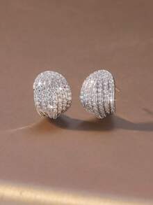1 Pair Luxury Style Exquisite Women's Earrings Suitable For Evening Party, Commute, Date, Gathering, Holiday And Daily Wear - Circular Zirconium - View 6
