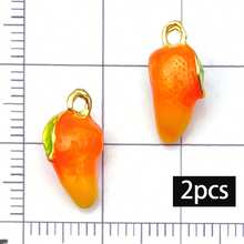 2/10pcs Enamel Fruit Vegetable Charms Strawberry Peach Mango Watermelon Carrot Pepper Pendant For DIY Necklace Earring Jewelry Making Findings - Multicolor - View 9
