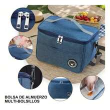 Bolsa Térmica de Mão a Prova D'água Para Levar Sucos, Lanches e Marmitas Alta Qualidade - Cinza - Visão 6