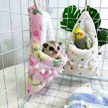 1pc Hanging Sugar Glider Hammock Bed, Soft Comfortable Plush Lined Warm Bird Sleeping Bag, Sugar Glider Hideout Perch Habitat Cage Accessory - View 3