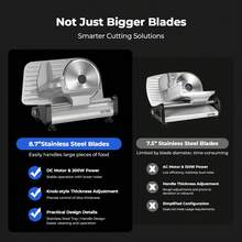 YASHE Electric Slicer With 200W DC Motor - Features Two Removable 8.7" Stainless Steel Blades And Adjustable Thickness Control (0-15mm). Includes Food Tray And Hand Grip - Perfect For Slicing Meats, Cheeses, Breads, And Vegetables With Professional - US A Type Plug(110-127V) - View 6