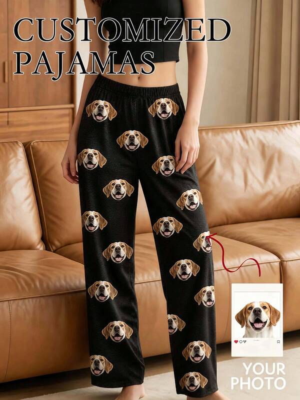 1pc Women's Customizable Pattern Multi-Color Personalized Casual Custom Style Pajama Pants
