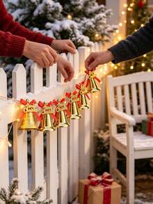1 Set Gold Christmas Bell Decorations, Suitable For Hanging On Christmas Tree And Yard Gift Boxes; Bell Pendant, Holiday Home And Outdoor Decor, Winter Party Decoration - A - View 4