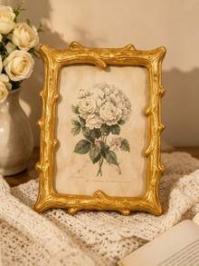1pc Multifunctional Hollow Center Branch Design Desktop Display Frame, Frame Only, No Glass Backboard Or Photo Insert, Vintage Home Decor, Suitable For Bedroom, Study, Office Desk, Also As Wedding, Birthday And Party Gift - A - View 3