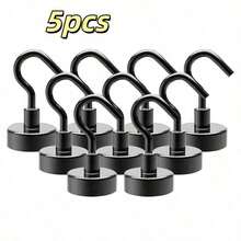 10/9/5/1 buah - Kait Magnet Hitam Kuat, Dapat Menggantung Barang Berat, Pemasangan Mudah Tanpa Pengeboran, Cocok untuk Kulkas, Lemari Penyimpanan Dapur, Tempat Kerja, Kantor, dan Aksesori Penyimpanan Rumah untuk Kembali ke Sekolah - Hitam - View 12