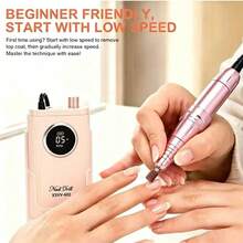 LUYAO Electric Nail Drill File Professional 45000 RPM, Rechargeable Electric Nail File Machine Kit For Acrylic Gel Nails Polishing Removing, Portable Cordless Efile With Gold Bits At Salon Home - Pink - View 4