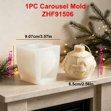 1/2PCS Carousel Horse Sphere Candle Silicone Mold Set, Vintage Rotating Horse Ball Aromatherapy Candle Mould For DIY Handmade Soap, Resin Gypsum Diffuser Stone, Home Decor Holiday Gift - Carousel - View 13