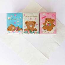 30 Packs Total 180 Pieces (6 Pieces/Pack) Portable Mini White Bear Napkins, Handkerchiefs, Travel Handkerchiefs, Cute Facial Tissues [Random 3 Colors] - handkerchiefs - View 2