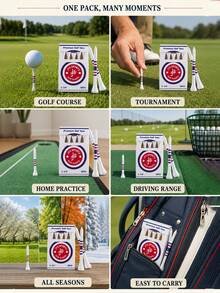 Cigarette Box Style Bamboo Golf Tee Set, Creative Portable Golf Ball Storage Box, Creative Driving Range Training Accessory, 70mm 2-3/4 Inch Striped Colorful Outdoor Golf Practice Gift, Golf Accessories, Golf Supplies, Golf Tees - Multicolor - View 7