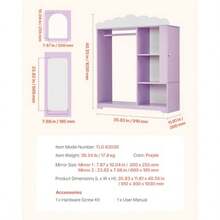 Dress Up Storage, With Jewelry Cabinet, Dress Up Closet With Mirror And Shelves, Princess Costumes Wardrobe Closet, Toddler Costume Organizer Armoire, For Bedroom, Room, Girls, Purple - Purple - View 3