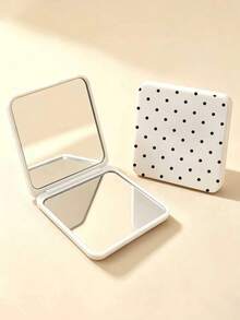 New Polka Dot Print Portable Square Makeup Mirror, Double-Sided Square Makeup Mirror, Women's Foldable Makeup Mirror, Compact Minimalist Makeup Mirror, Mini Makeup Mirror Suitable For Wallet And Travel - Multicolor - View 14