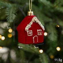 Luxury And Exquisite Red Flocked Christmas Ornament, Christmas Tree Decoration, Snowflake, Reindeer, Bow, Bell Pendant, Christmas Ornament, Christmas Gift. - Multicolor - View 22