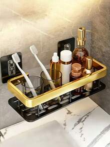 2 buah Rak Penyimpanan Kamar Mandi, Rak Sudut Kamar Mandi Aluminium yang Dipasang di Dinding, Anti Karat, Rak Penyimpanan Kamar Mandi Tanpa Bor, Digunakan untuk Menyimpan Kosmetik dan Perlengkapan Mandi di Kamar Mandi, Wastafel, Dapur - MultiWarna - View 3