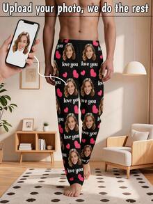 1pc Customized Printed Pajama Pants, Ideal Gift For Boyfriend Or Girlfriend, Suitable For Anniversary, Birthday And Various Holidays - Multicolor - View 1