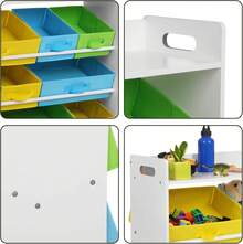 Organizador de Juguetes con 9 contenedores extraíbles de Tela no Tejida, Unidad de Almacenamiento para niños y estantería para guardería, Sala de Juegos, Arco Iris sin Adhesivo - Multicolor - Ver 7