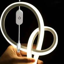 Dimmable Touch USB LED Neon Light Strip, Dual Color Temperature (Warm White And White) Optional, Flexible Neon Light Rope, DIY Cuttable Decorative Light, Suitable For TV Backlight, Bedroom Mirror, Stairs, Wardrobe, Living Room Decoration - Neon Light - View 9