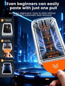 Applicable To Apple 18 Pro Max Tempered Glass Screen Protector 18 Pro New Dust-Free Chamber High Definition Phone Film Application Tool, One-Pull Application, Precise Alignment | Easy Application No Bubbles | Automatic Dust Removal, Transparent No Graying | Sensitive Touch | Daily Durable, 9H High Hardness | Rounded Edges | Drop-Resistant Scratch-Resistant - Clear - View 4
