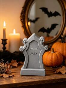 1pc Customizable Engraved Halloween Tombstone Decor, Multiple Vintage Tombstone Styles Available, Supports Custom Name, Year And Memorial Text. Realistic Stone Texture, Atmospheric, Suitable For Desktop, Window Display, Party Scene Decoration. Halloween Horror Theme Decoration, Can Be Used As Holiday Atmosphere Prop Or Pet Memorial Ornament, Creating An Immersive Dark Vintage Halloween Scene - Multicolor - View 11