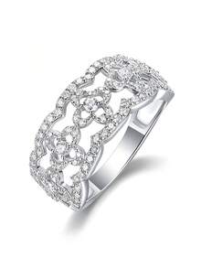 1pc Charming Women's 925 Sterling Silver Moissanite Ring, Suitable For Wedding, Proposal, Anniversary Celebration And Valentine's Day Gift - Silver - View 17