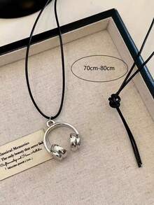 1pc Minimalist Unique New Mini Earphone Pendant Necklace For Women, Fashionable High-End Neck Chain, Personalized Collarbone Chain - Multicolor - View 8