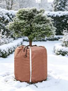 1pc Plant Protection Cover, Zipper & Drawstring Design, Potted Plant Protection Cover, Suitable For Outdoor Shrubs And Flowers, Potted Plant Warmth & Frost Protection Bag, Anti-Freeze Bag, Winter Flower Pot Plant Insulation Cover, Garden Supplies, Keep Roots And Plants Warm Inside The Bucket - Multiple Styles - View 4