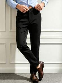 Men's All-Season Business Casual Suit Pants, Classic All-Match Versatile, Suitable For Office, Wedding, Travel - Black - View 1