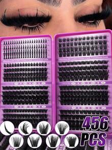 456/584/640 Clusters Single Strand False Eyelashes, Eyelash Storage Book, Cluster False Eyelashes, DIY Home Eyelash Extensions, Spiky Style Eyelashes, Medusa Style Eyelashes, "Fairy Style" Eyelashes, Multi-Function False Eyelash Set - Suitable For Daily Makeup - Multicolor - View 3