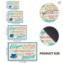 1pc Blue & Orange Letter Coffee Cup Pattern Absorbent Table Mat, Vintage American Kitchen Style, Water-Absorbent Fabric, Rectangular Edged Design, Stain-Resistant Heat-Insulating Countertop Protection, Suitable For Kitchen Sink, Coffee Corner, Dish Drying, Daily Home Decor, All Seasons - Multicolor - View 7